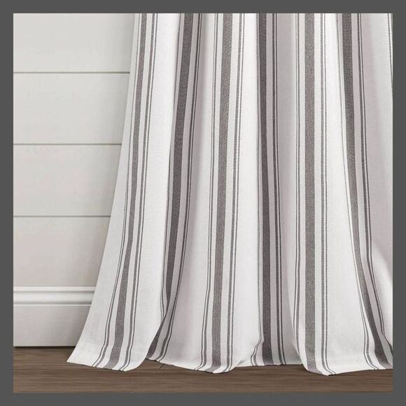 Lush Decor - Set of 2 (84"x42") Farmhouse Striped Yarn Dyed Eco Gray - Picture 4 of 4